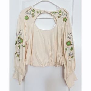 Free People Embroidered Flowy Top